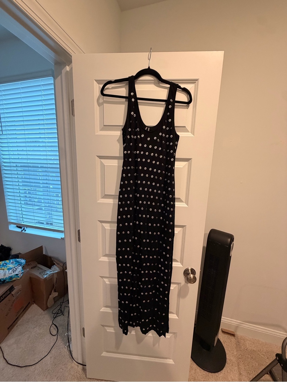 Anthropologie Black Maxi Dress with Silver Studs — S